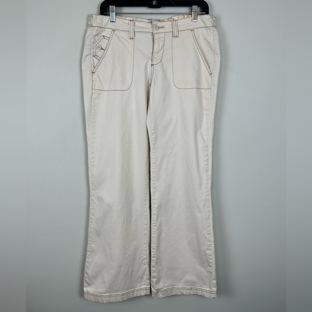 Old Navy Y2K Vintage Cream Cotton Flare Leg Low Rise Pants Size 10